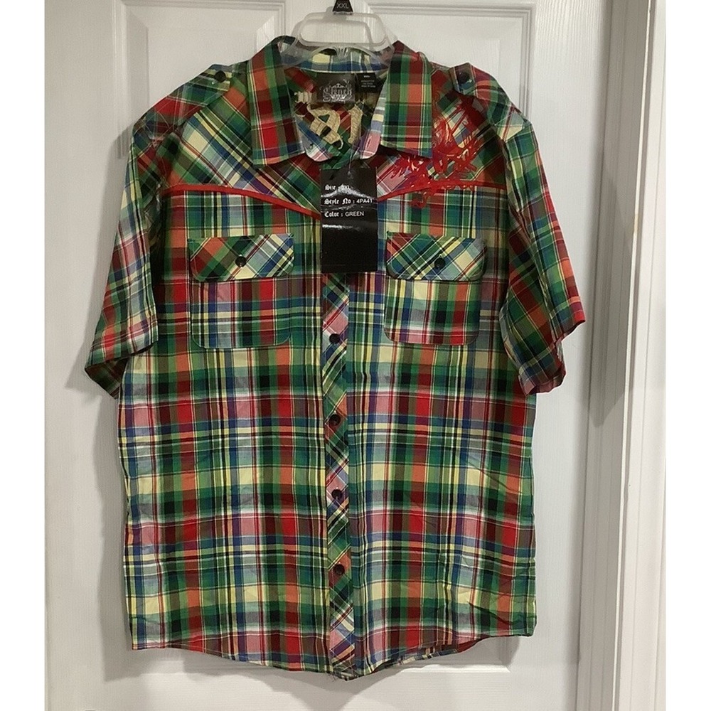 NWOT Vintage Y2K Clench Streetwear Skate Hip Hop Button Down Shirt Size 3XL